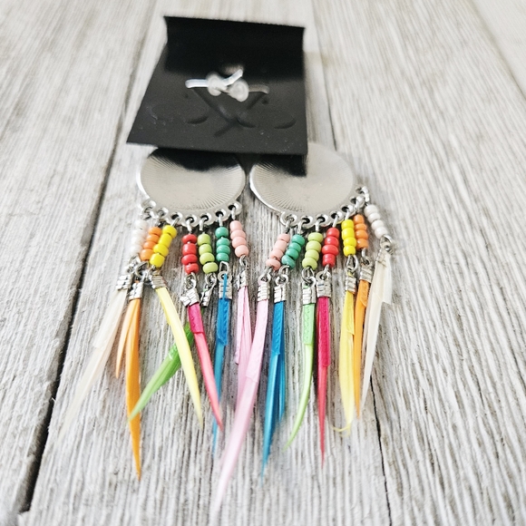 8 Pairs of Bohemian Style Colorful Feather Fashion Jewelry Earrings Lot Costume - Picture 8 of 16